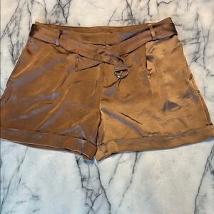 INC International Concepts Brown High Waist Shorts with Tie-Waist